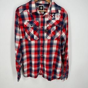 G-STAR RAW Men's Tunnel Phelps Shirt Long‎ Sleeve Cotton Button Up Medium
